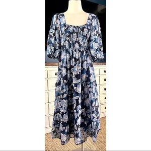 Johnny Was Aquaria Floral Midi Dress Sundress S